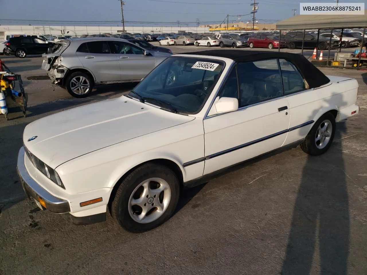 1989 BMW 325 I Automatic VIN: WBABB2306K8875241 Lot: 75549524