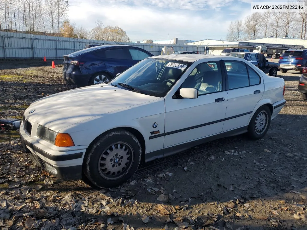 1995 BMW 325 I Automatic VIN: WBACB4326SFM22346 Lot: 79960304