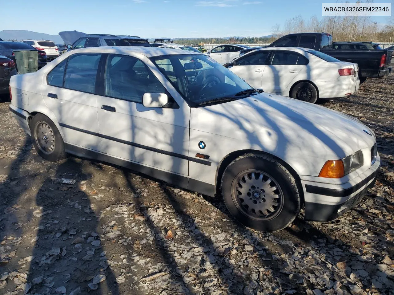 1995 BMW 325 I Automatic VIN: WBACB4326SFM22346 Lot: 79960304