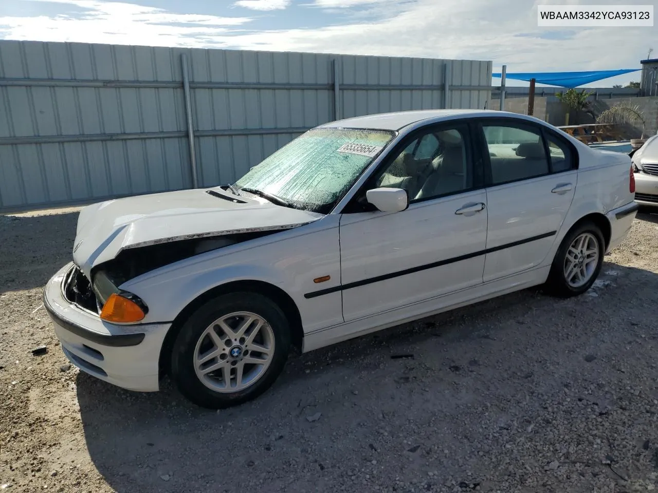 2000 BMW 323 I VIN: WBAAM3342YCA93123 Lot: 65335654