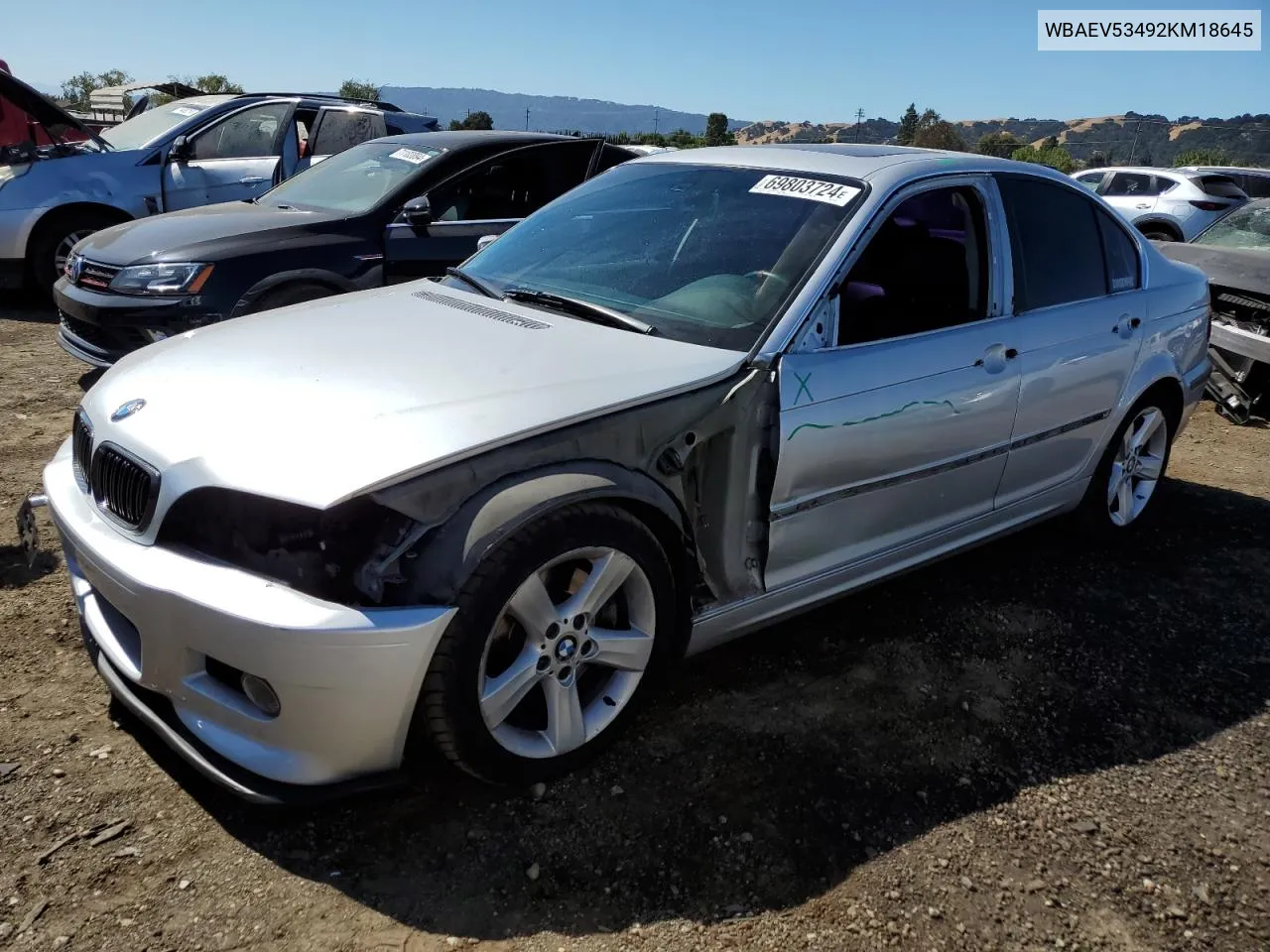 2002 BMW 330 I VIN: WBAEV53492KM18645 Lot: 69803724