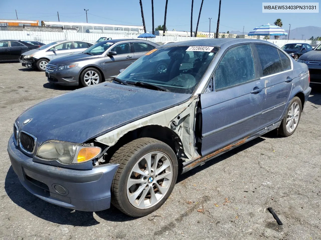 2003 BMW 330 Xi VIN: WBAEW53403PN31031 Lot: 71236924