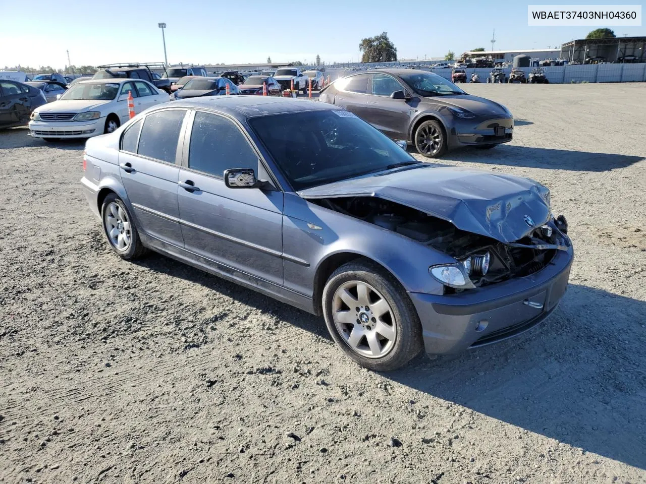 2003 BMW 325 I VIN: WBAET37403NH04360 Lot: 75542814