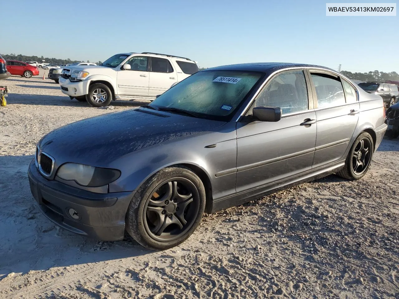 2003 BMW 330 I VIN: WBAEV53413KM02697 Lot: 76511414