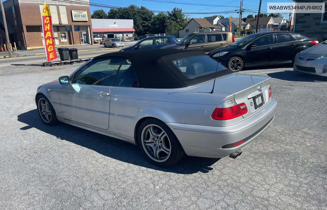 2004 BMW 330 Ci VIN: WBABW53494PJ94802 Lot: 75439274