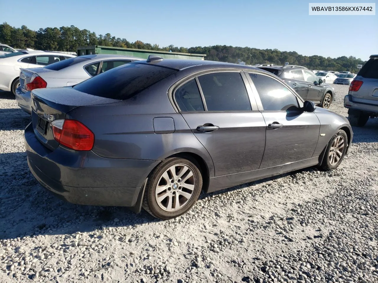 2006 BMW 325 I VIN: WBAVB13586KX67442 Lot: 76844534