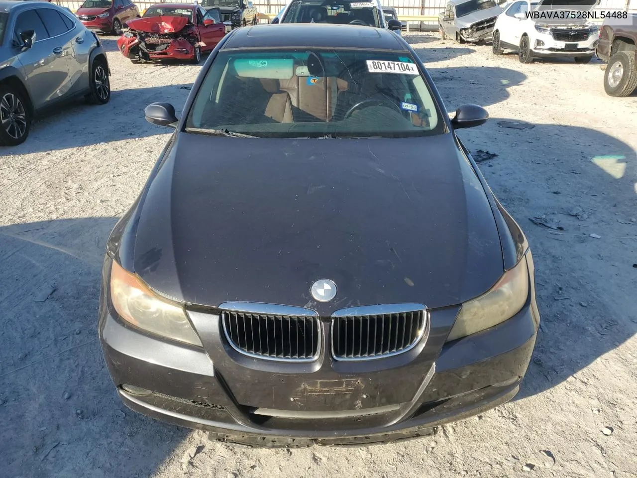 2008 BMW 328 I VIN: WBAVA37528NL54488 Lot: 80147104