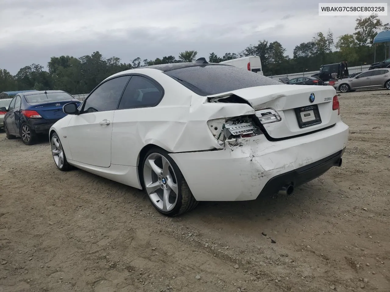 2012 BMW 335 I VIN: WBAKG7C58CE803258 Lot: 71809764