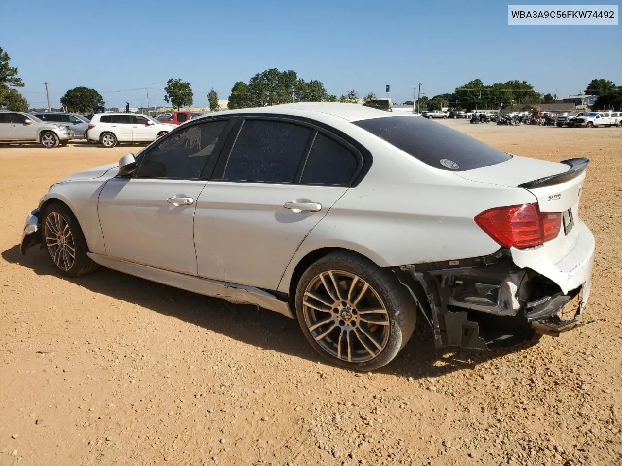 2015 BMW 335 I VIN: WBA3A9C56FKW74492 Lot: 74597054