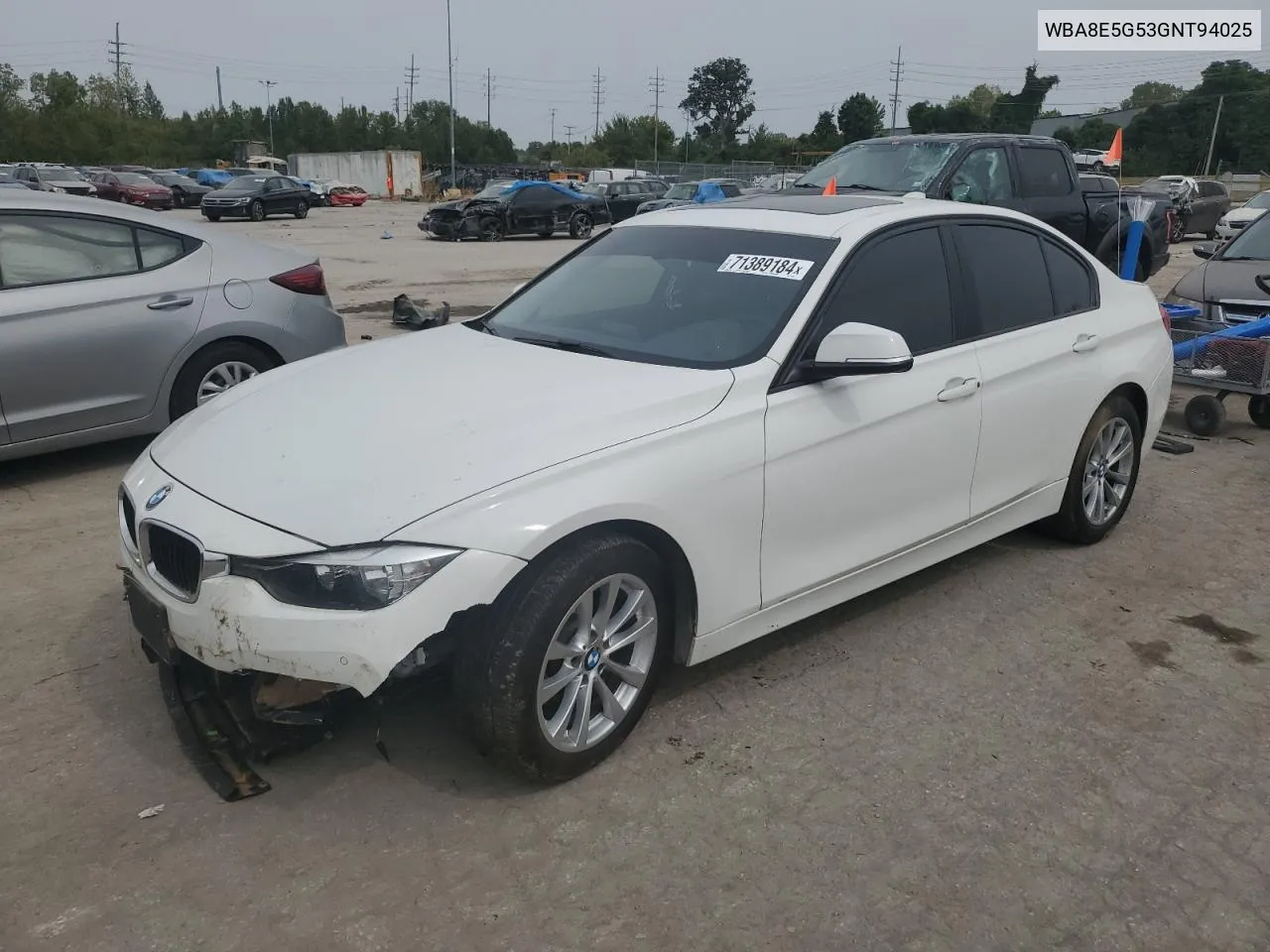 2016 BMW 320 Xi VIN: WBA8E5G53GNT94025 Lot: 71389184