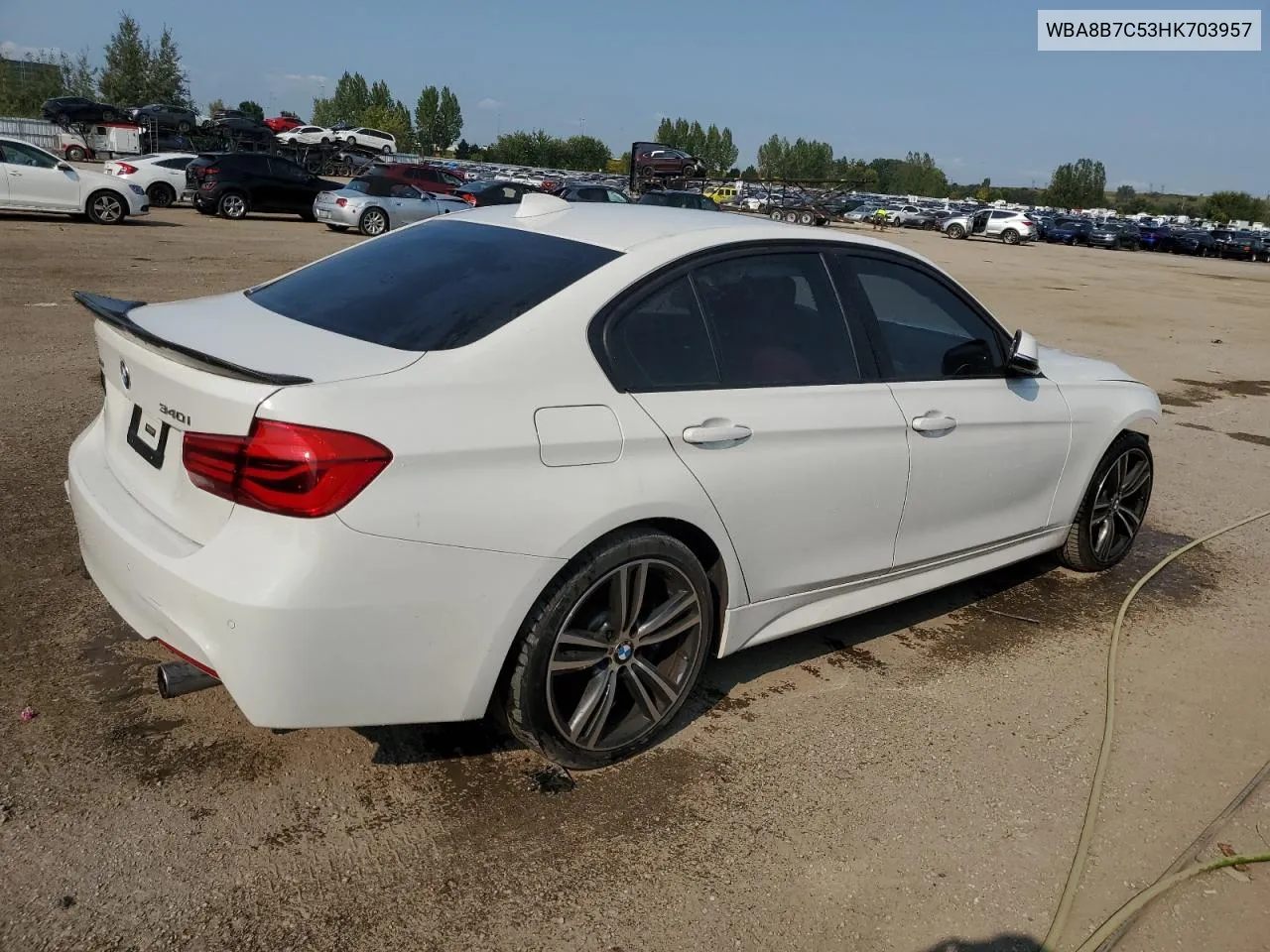 2017 BMW 340 Xi VIN: WBA8B7C53HK703957 Lot: 71659694