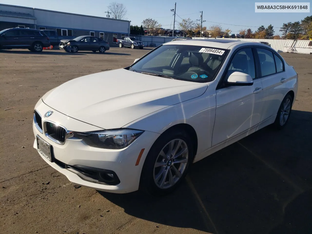 2017 BMW 320 Xi VIN: WBA8A3C58HK691848 Lot: 75994854