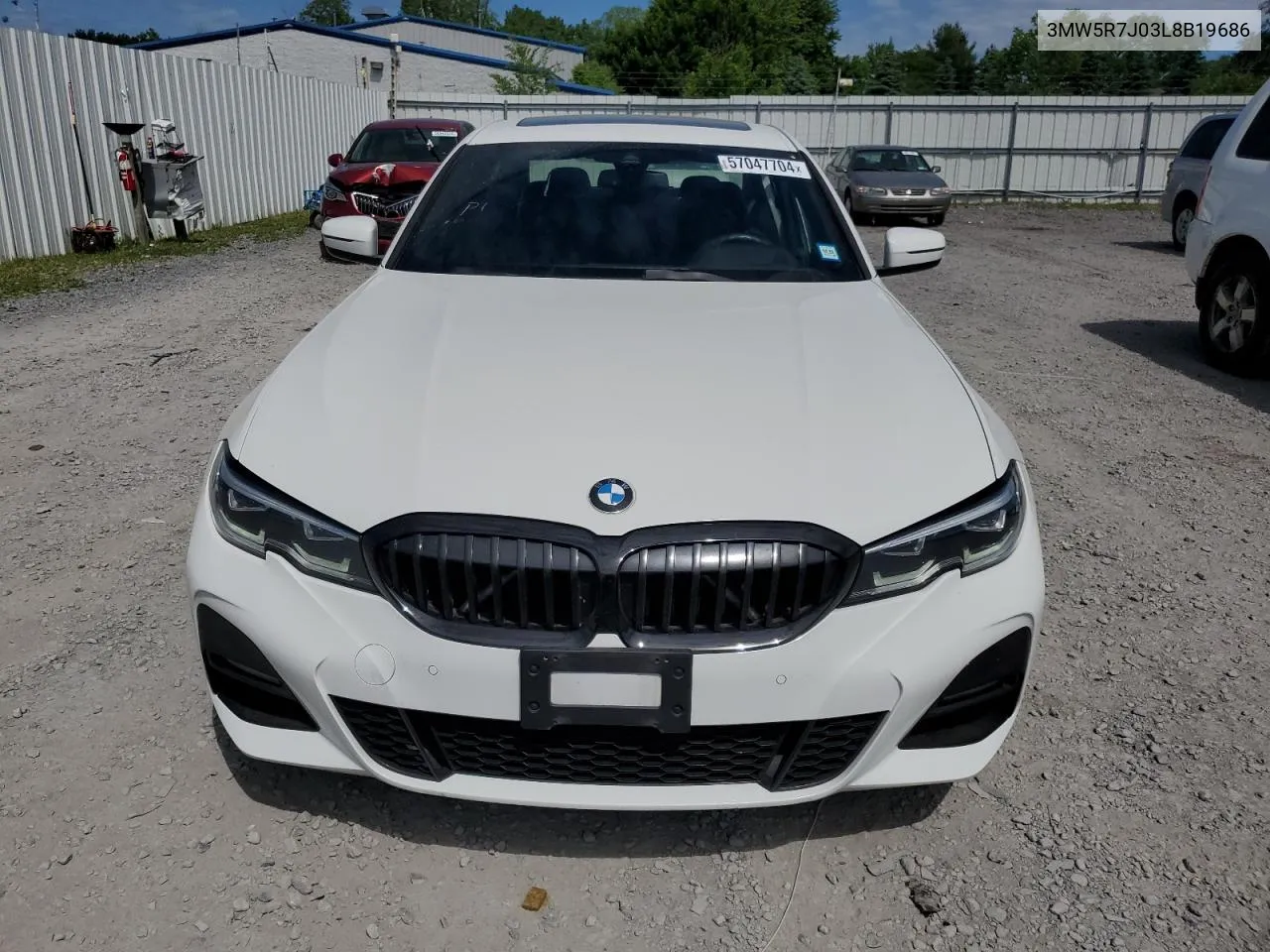 2020 BMW 330Xi VIN: 3MW5R7J03L8B19686 Lot: 57047704