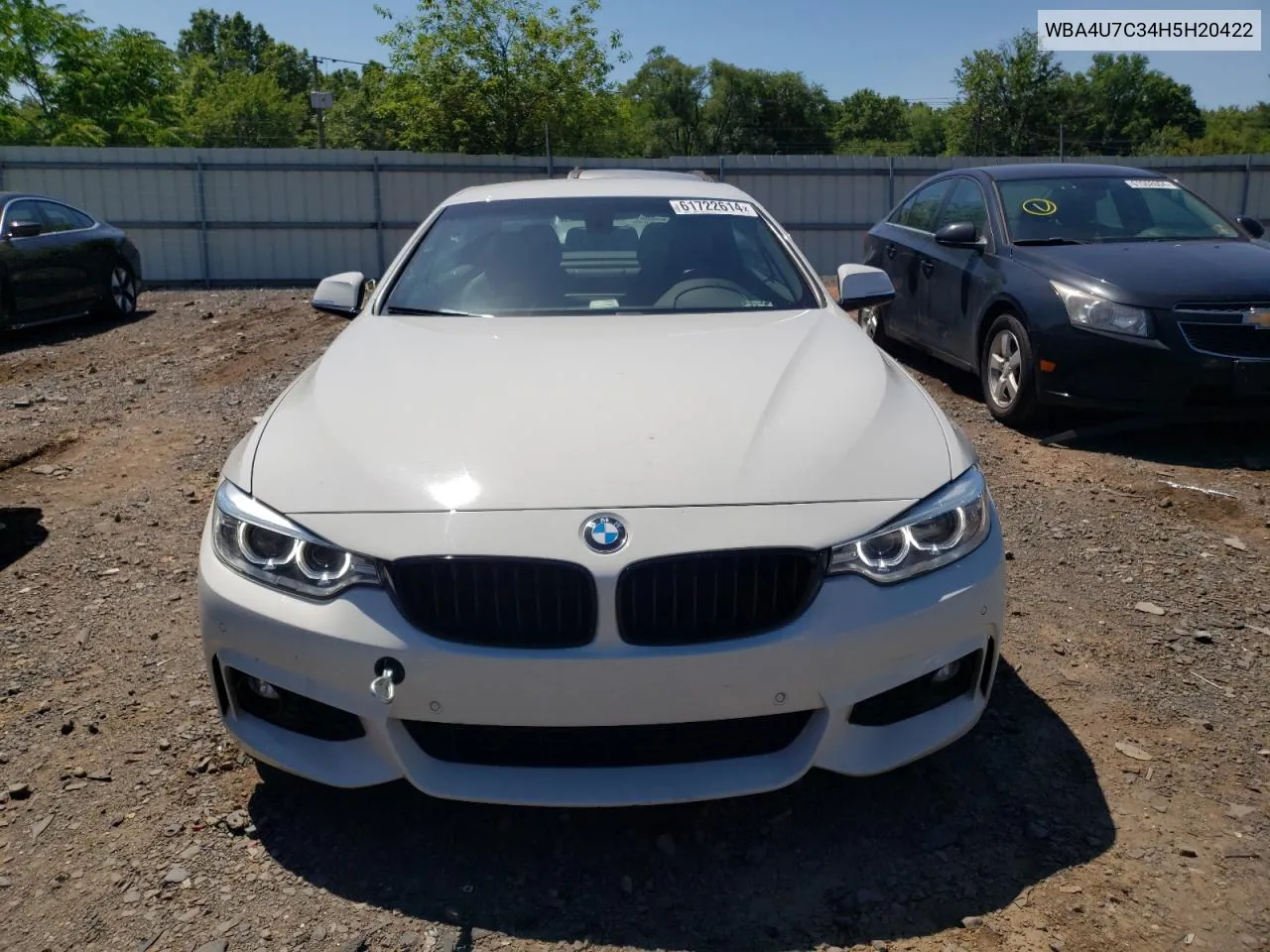 2017 BMW 430I VIN: WBA4U7C34H5H20422 Lot: 61722614