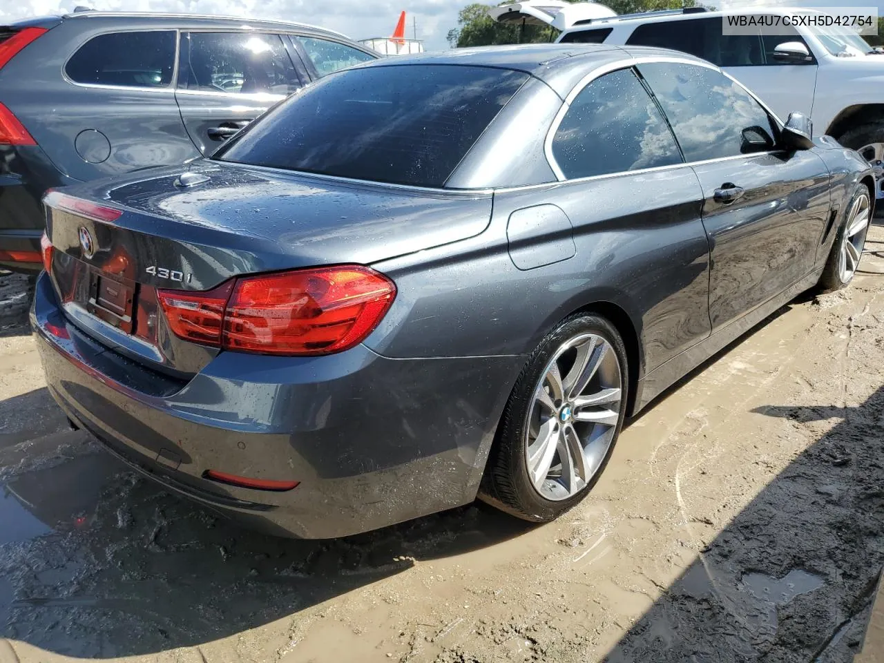 2017 BMW 430I VIN: WBA4U7C5XH5D42754 Lot: 73941674