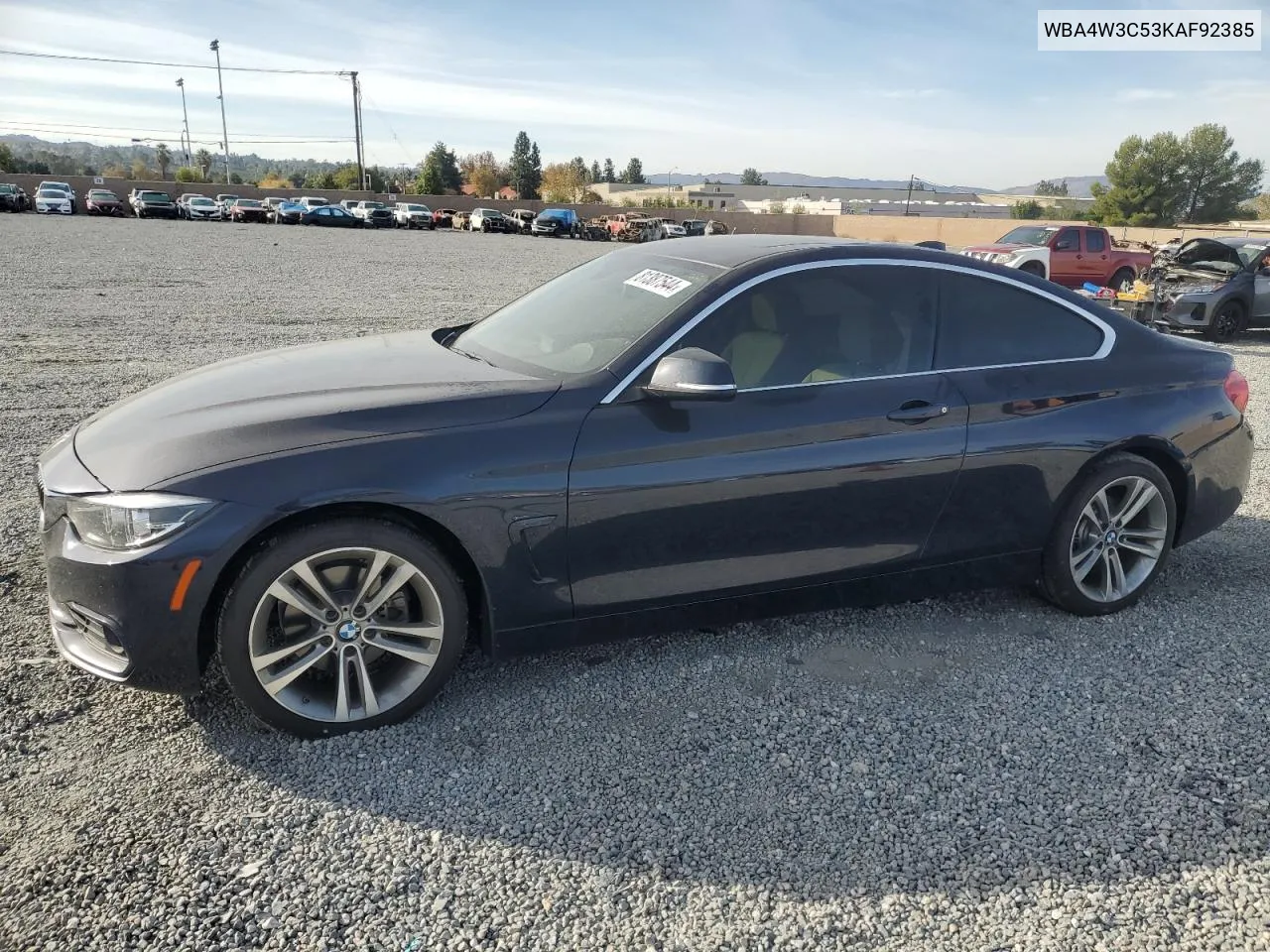 2019 BMW 430I VIN: WBA4W3C53KAF92385 Lot: 81387544