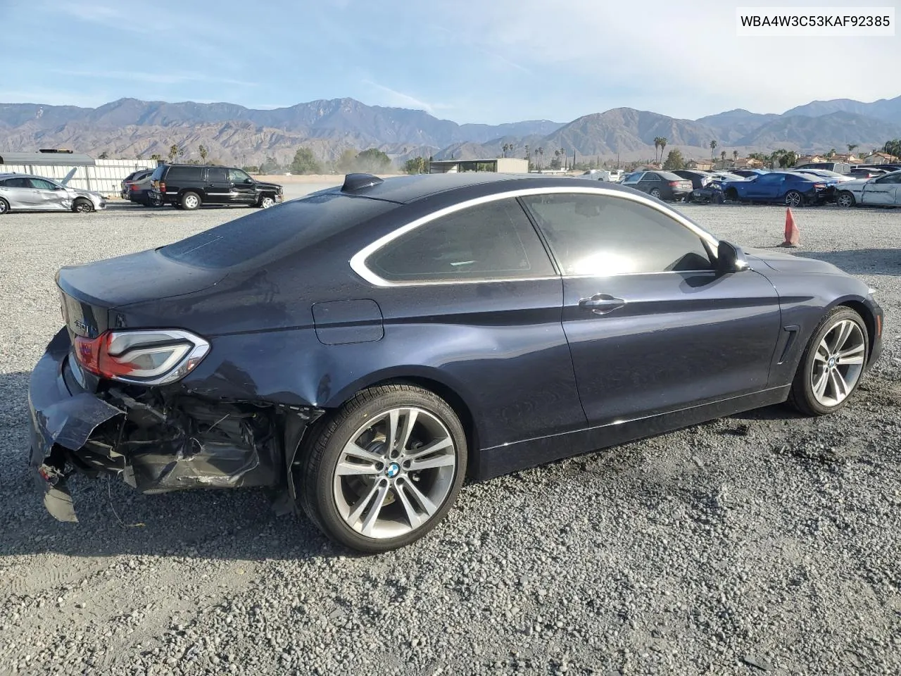 2019 BMW 430I VIN: WBA4W3C53KAF92385 Lot: 81387544