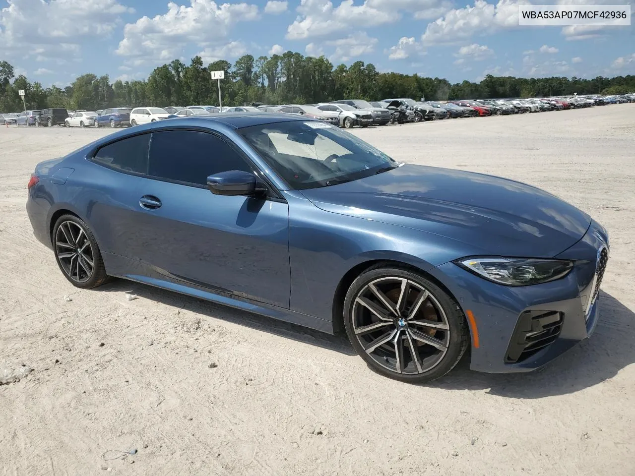 2021 BMW 430I VIN: WBA53AP07MCF42936 Lot: 72229264