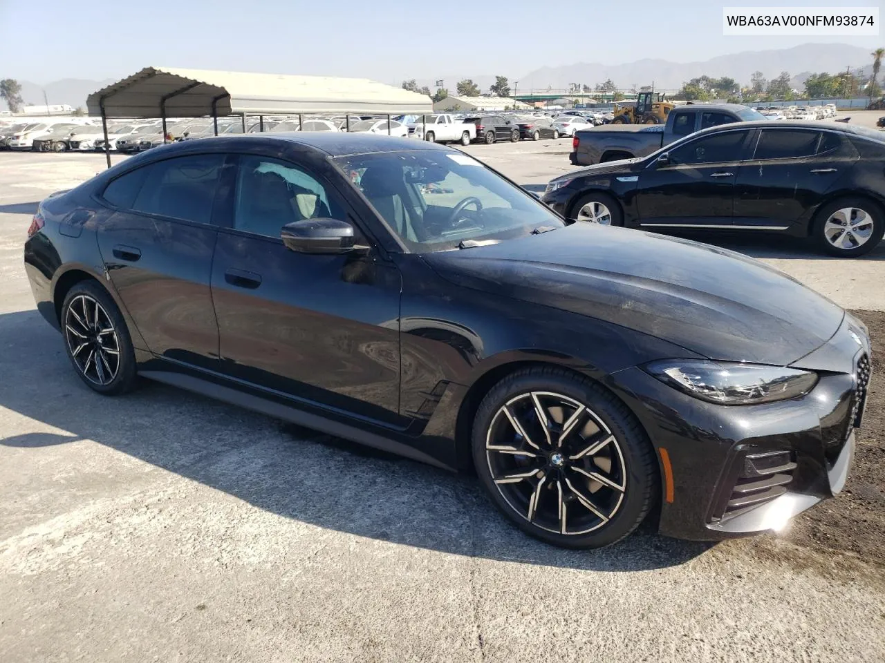 2022 BMW 430I Gran Coupe VIN: WBA63AV00NFM93874 Lot: 72773844