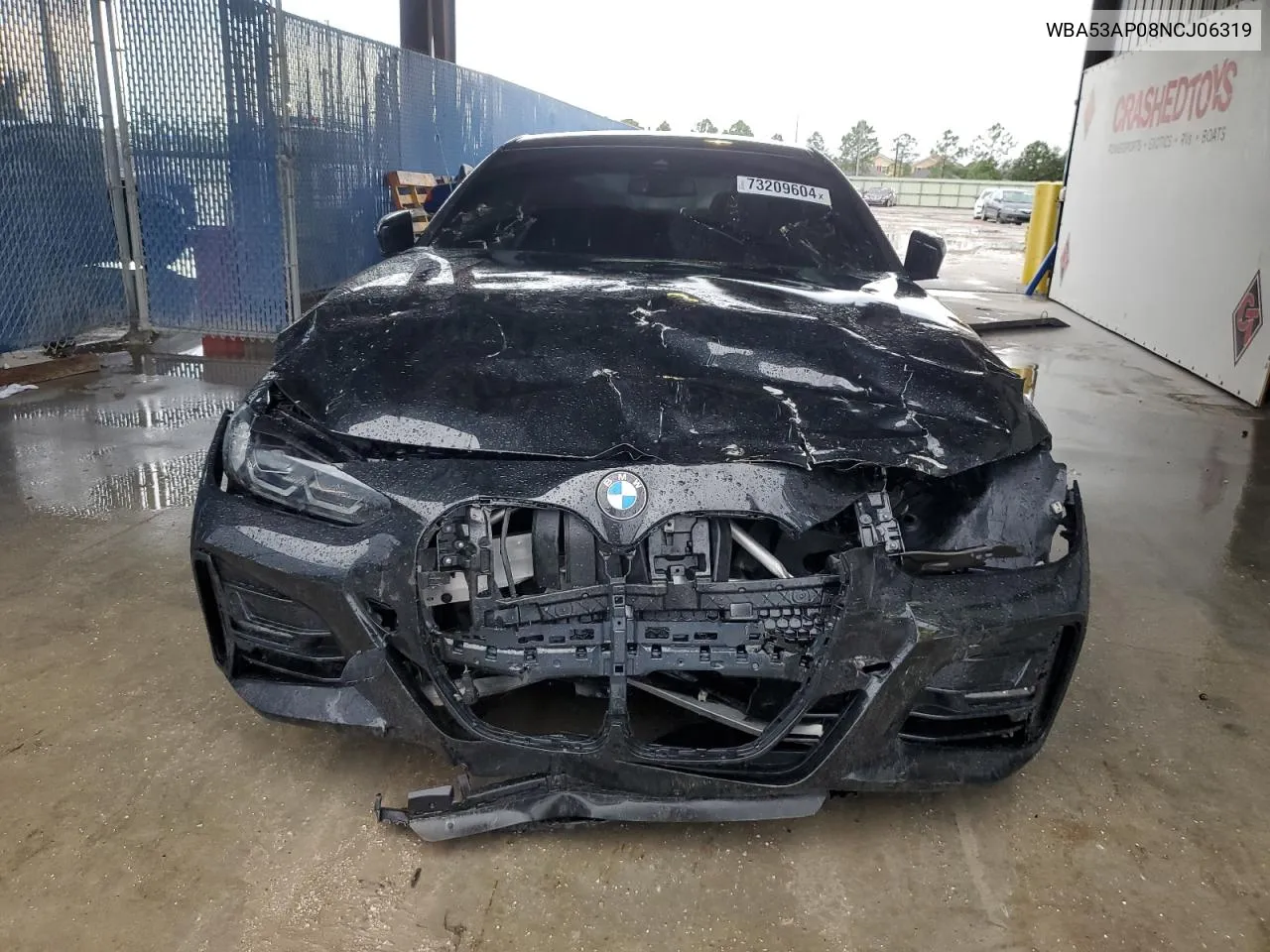 2022 BMW 430I VIN: WBA53AP08NCJ06319 Lot: 73209604