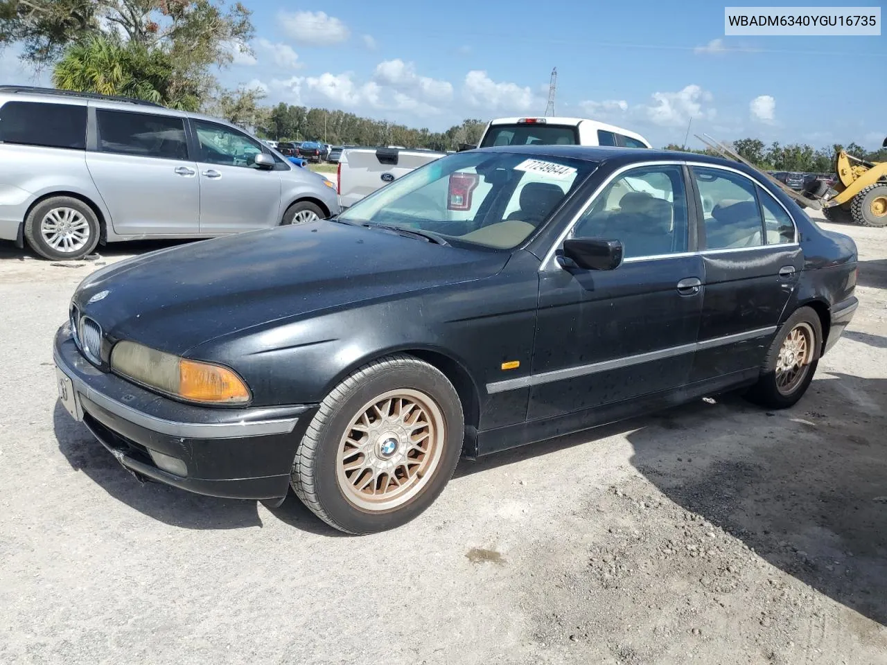 2000 BMW 528 I Automatic VIN: WBADM6340YGU16735 Lot: 77249644