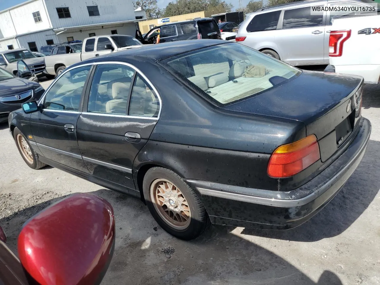 2000 BMW 528 I Automatic VIN: WBADM6340YGU16735 Lot: 77249644