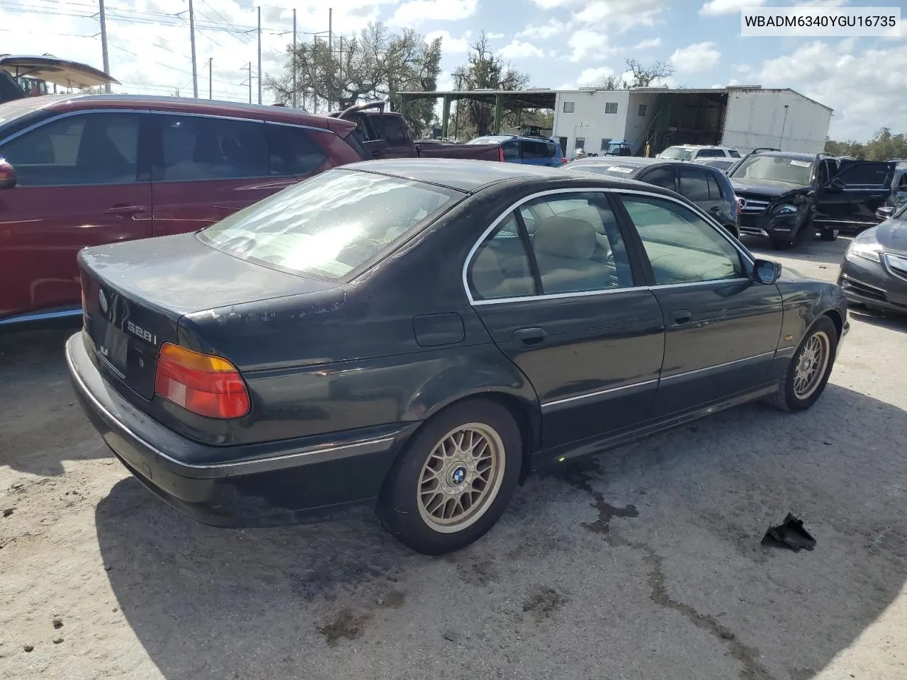 2000 BMW 528 I Automatic VIN: WBADM6340YGU16735 Lot: 77249644