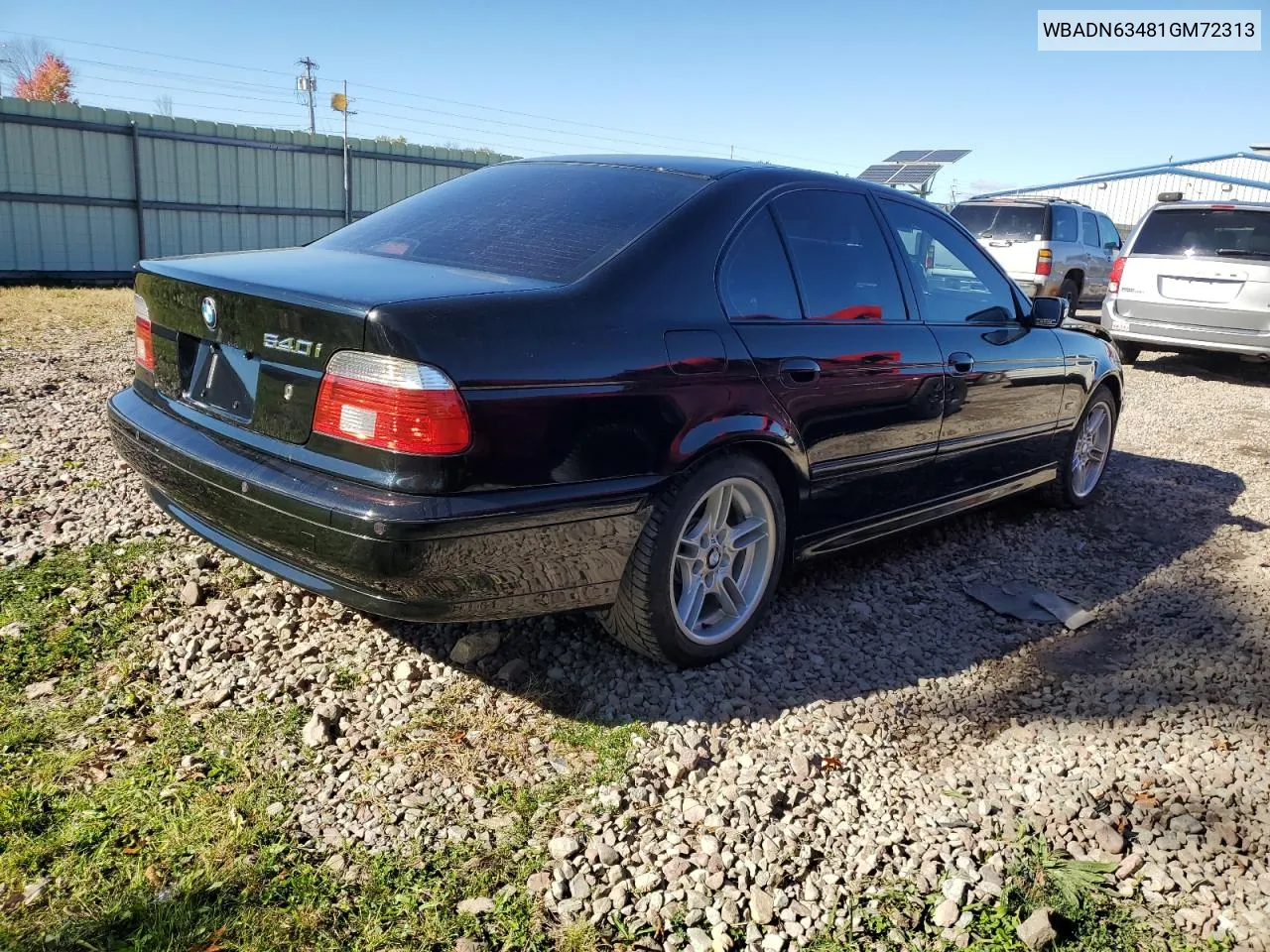 2001 BMW 540 I Automatic VIN: WBADN63481GM72313 Lot: 76989764