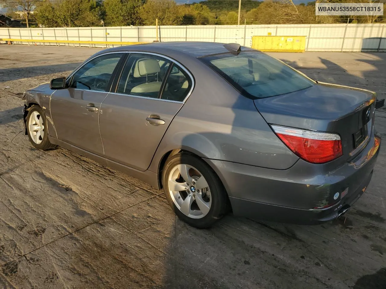 2008 BMW 528 I VIN: WBANU53558CT18315 Lot: 73524894