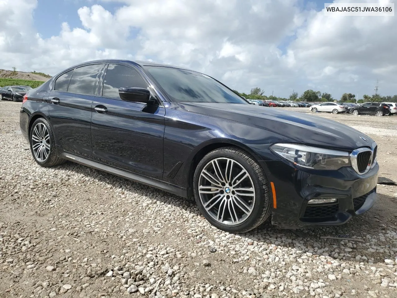 2018 BMW 530 I VIN: WBAJA5C51JWA36106 Lot: 78685224