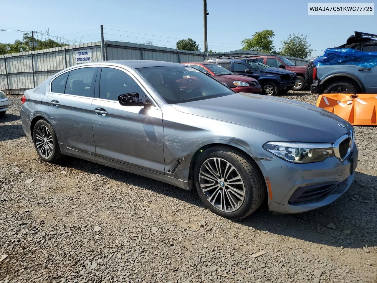 2019 BMW 530 Xi VIN: WBAJA7C51KWC77726 Lot: 69622334