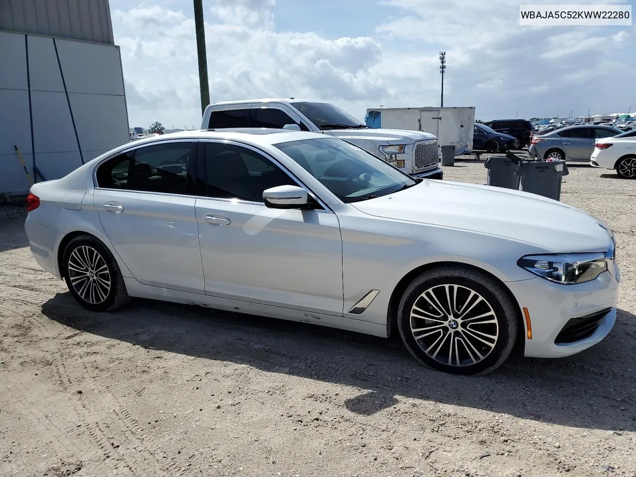 2019 BMW 530 I VIN: WBAJA5C52KWW22280 Lot: 73657324