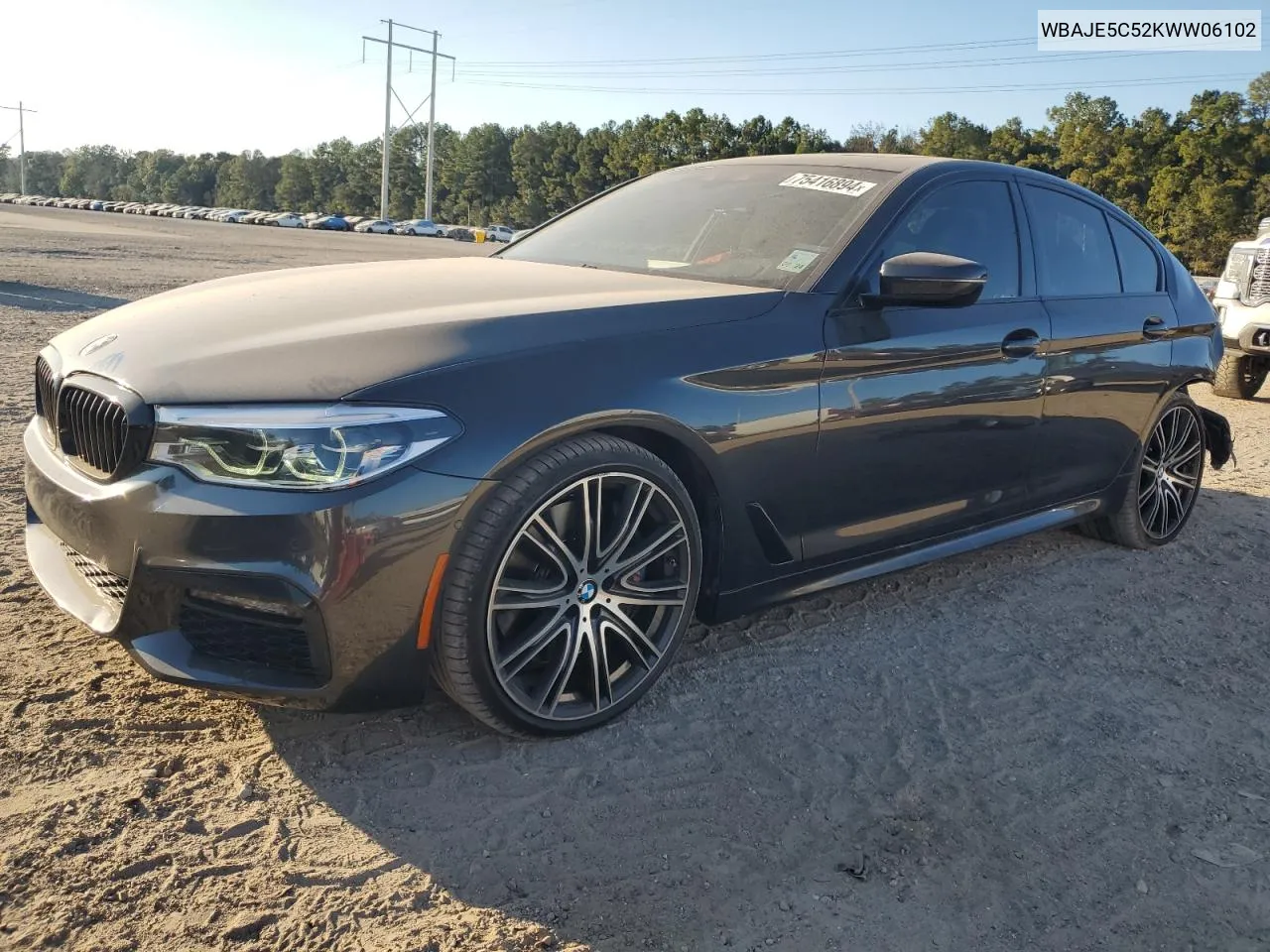 2019 BMW 540 I VIN: WBAJE5C52KWW06102 Lot: 75416894