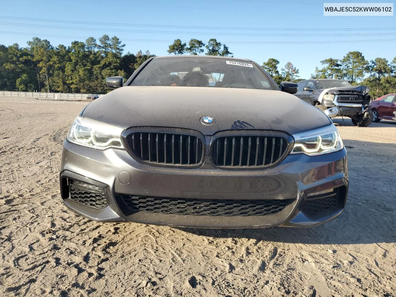 2019 BMW 540 I VIN: WBAJE5C52KWW06102 Lot: 75416894