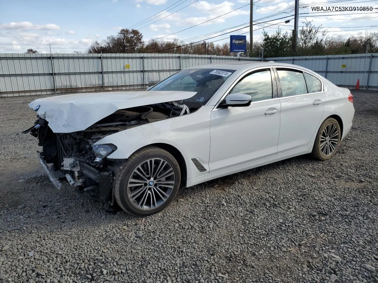 2019 BMW 530 Xi VIN: WBAJA7C53KG910850 Lot: 78582074