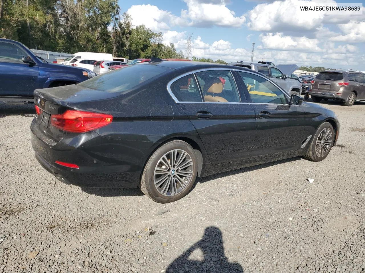 2019 BMW 540 I VIN: WBAJE5C51KWA98689 Lot: 78752584