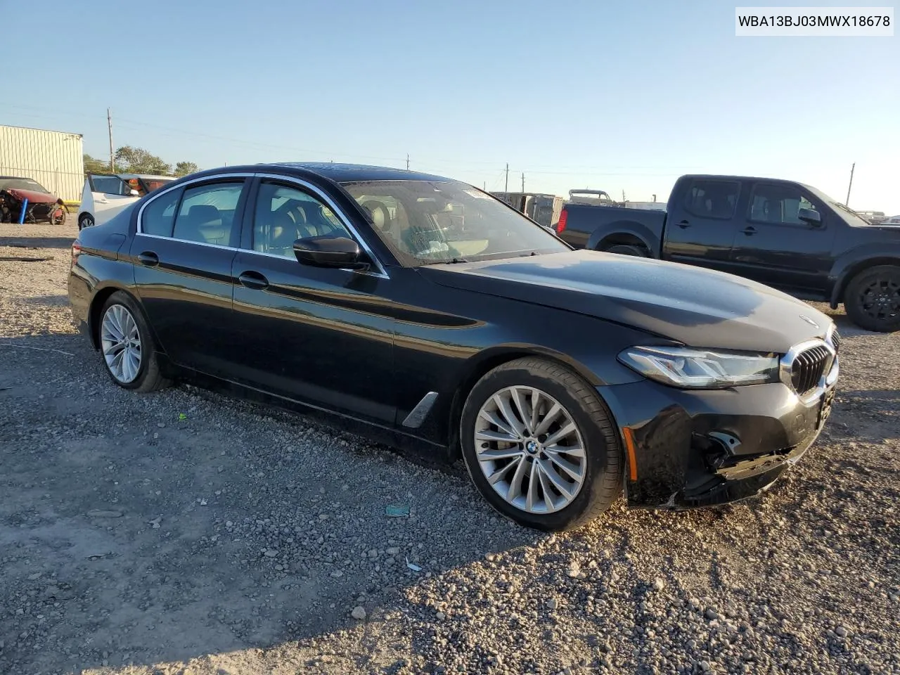 2021 BMW 530 Xi VIN: WBA13BJ03MWX18678 Lot: 73687054