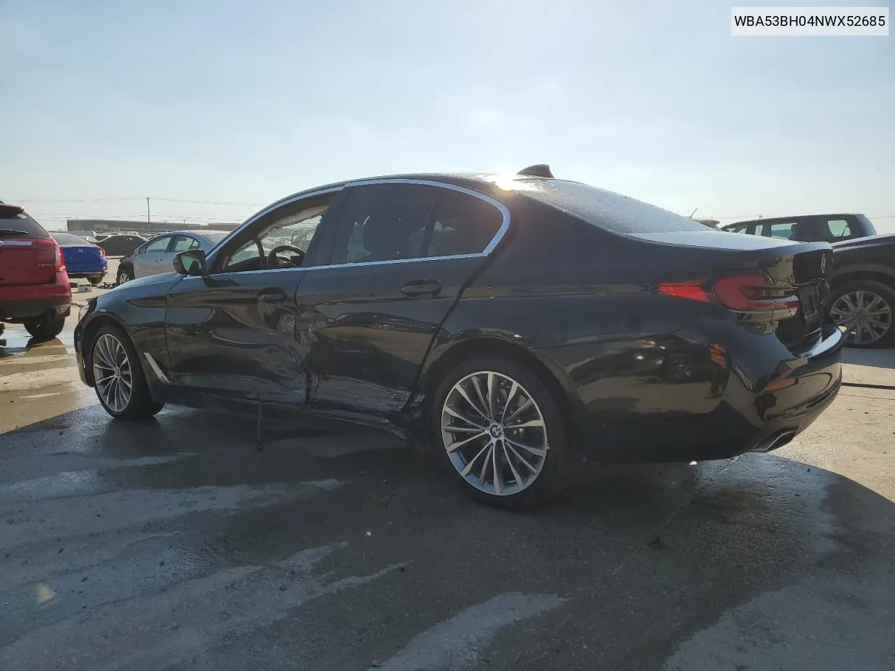 2022 BMW 530 I VIN: WBA53BH04NWX52685 Lot: 74294784