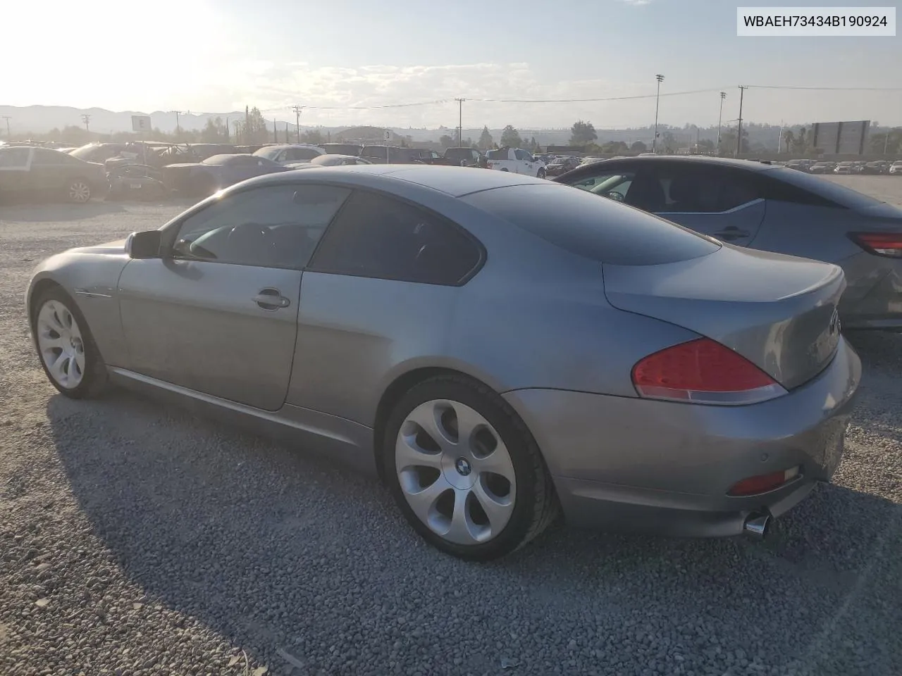 2004 BMW 645 Ci Automatic VIN: WBAEH73434B190924 Lot: 74318214