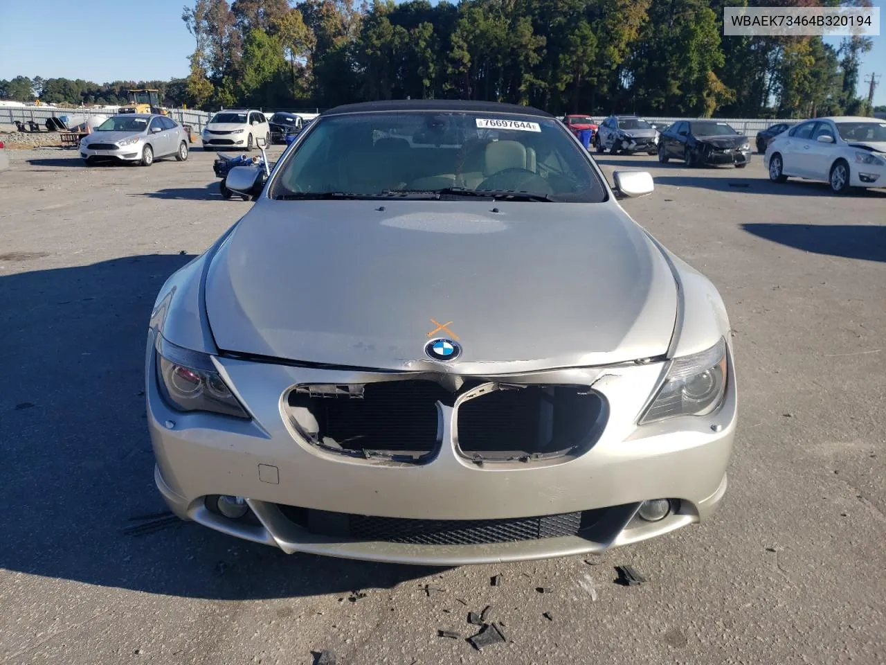 2004 BMW 645 Ci Automatic VIN: WBAEK73464B320194 Lot: 76697644