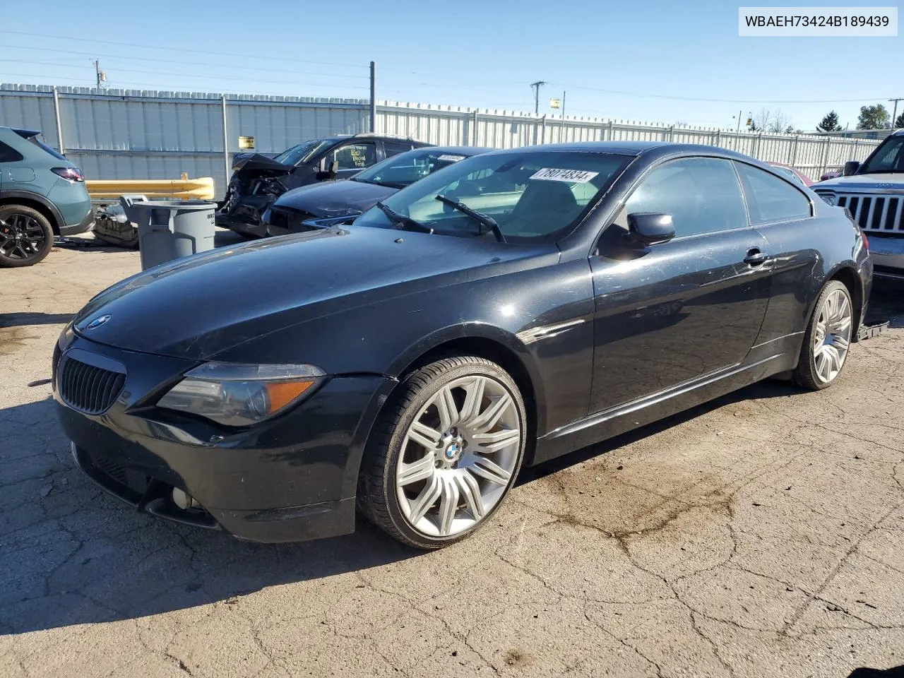 2004 BMW 645 Ci Automatic VIN: WBAEH73424B189439 Lot: 78074834