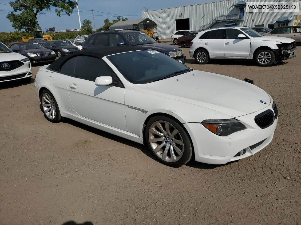 2005 BMW 645 Ci Automatic VIN: WBAEK734X5B325190 Lot: 72013354