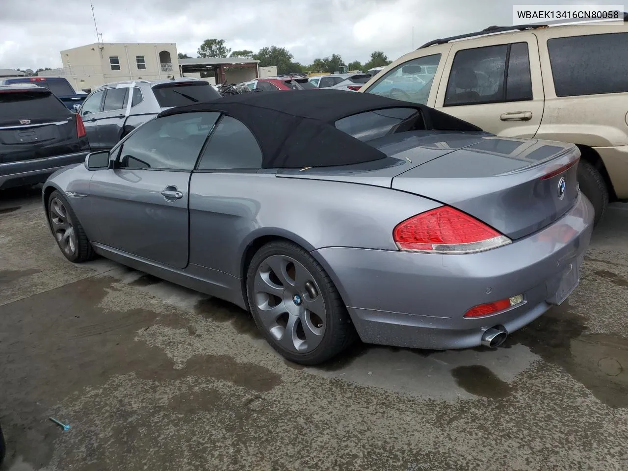 2006 BMW 650 I VIN: WBAEK13416CN80058 Lot: 74854864