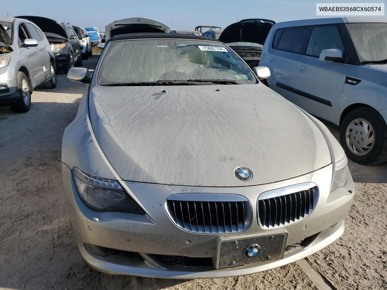 2008 BMW 650 I VIN: WBAEB53568CX60574 Lot: 75687704