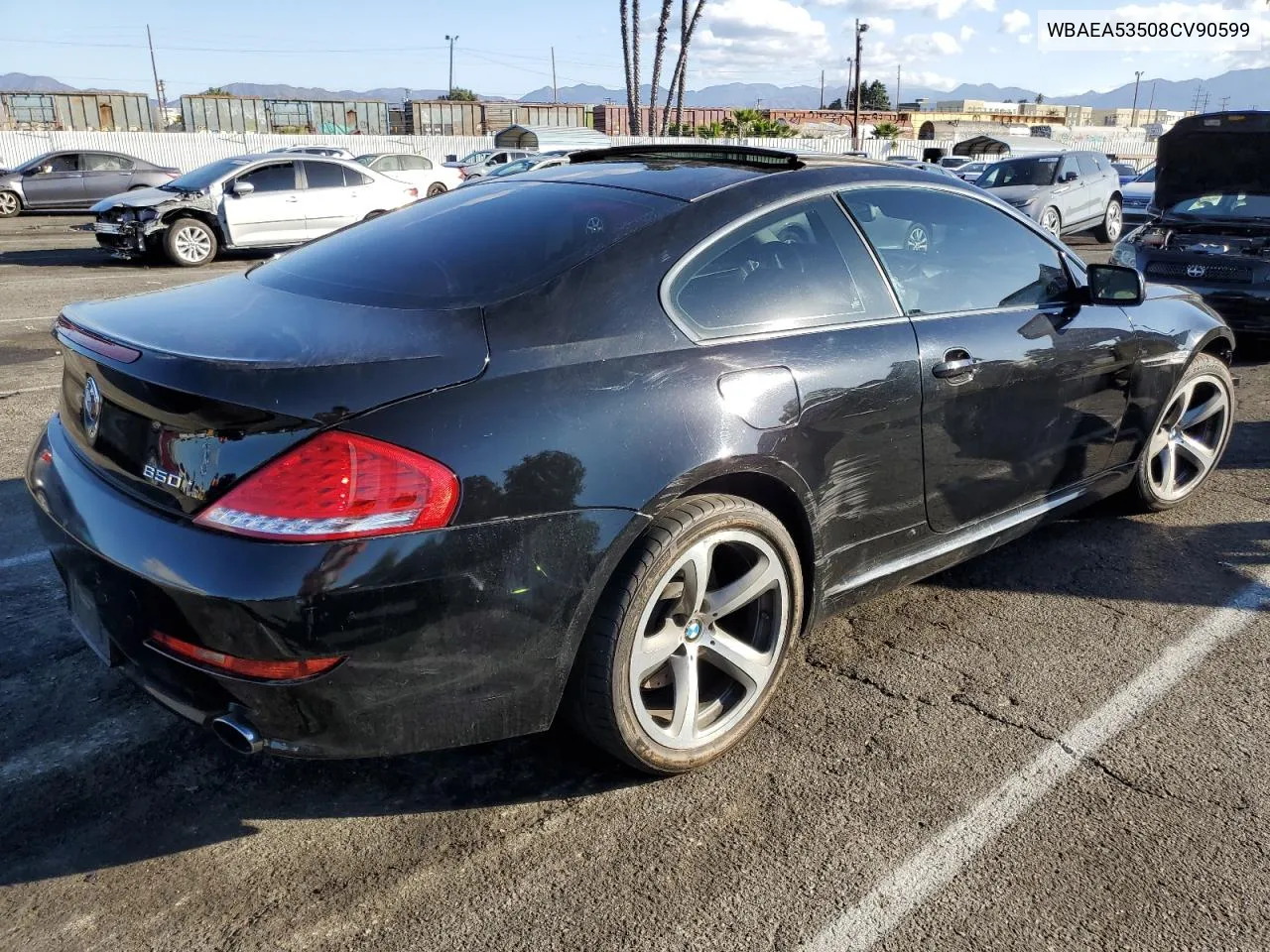 2008 BMW 650 I VIN: WBAEA53508CV90599 Lot: 77907544