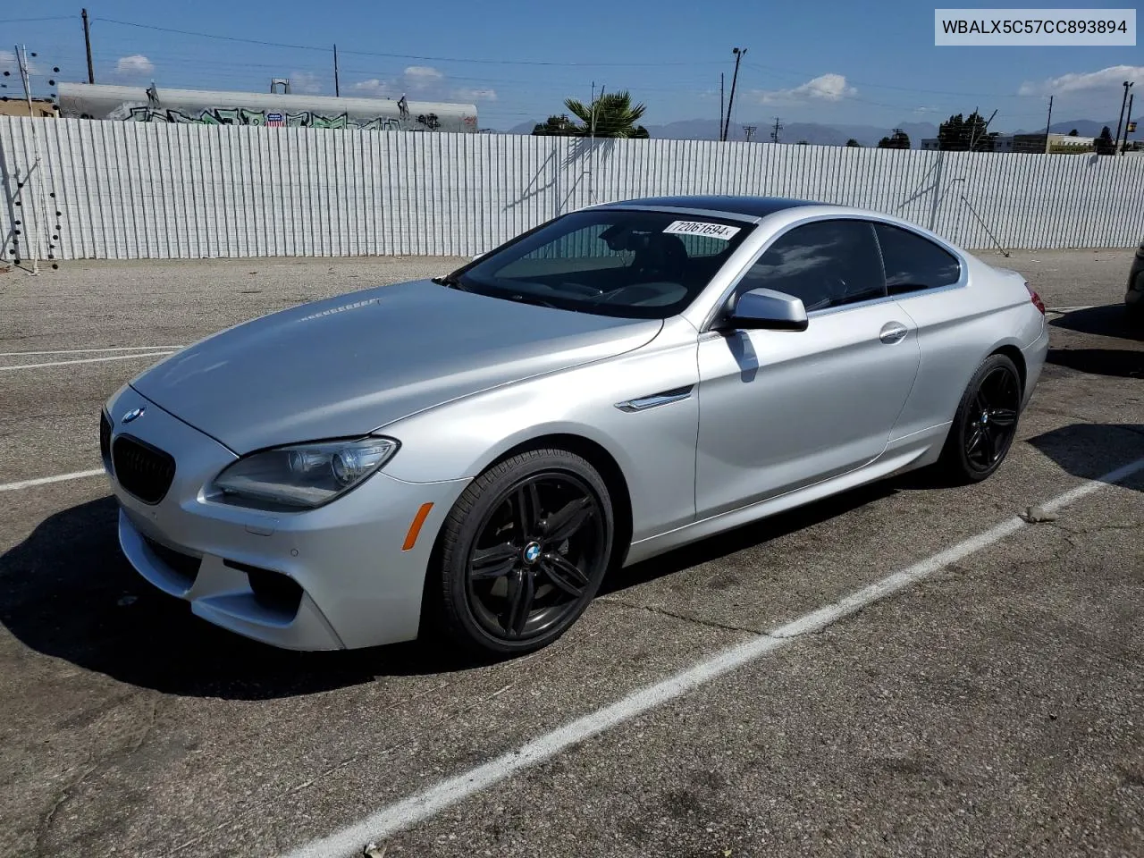 2012 BMW 650 Xi VIN: WBALX5C57CC893894 Lot: 72061694