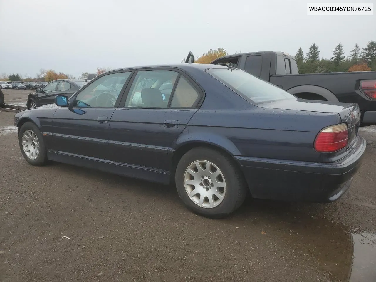 2000 BMW 740 I Automatic VIN: WBAGG8345YDN76725 Lot: 78261524