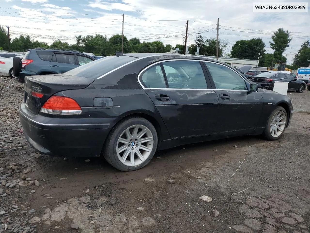 2002 BMW 745 Li VIN: WBAGN63432DR02989 Lot: 63236514