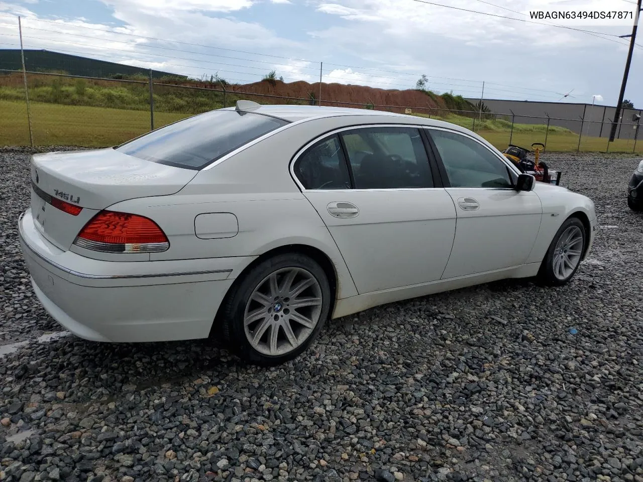 2004 BMW 745 Li VIN: WBAGN63494DS47871 Lot: 60128164