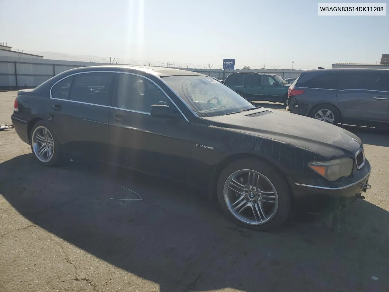 2004 BMW 760 Li VIN: WBAGN83514DK11208 Lot: 75358824